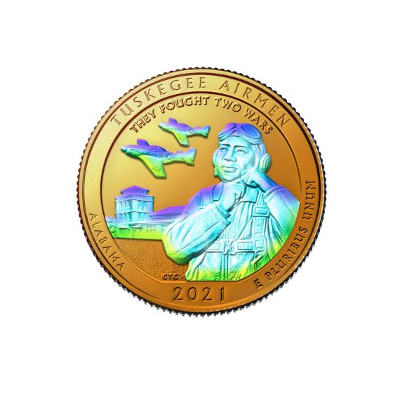  2021 Tuskegee Airmen Historic Site Quarter 24K Gold layered with Hologram Detail 1