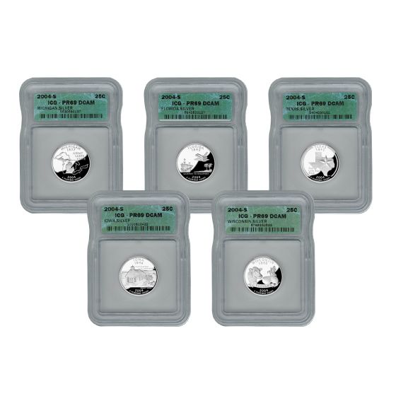2004 Silver Proof State Quarters Set PR69 1