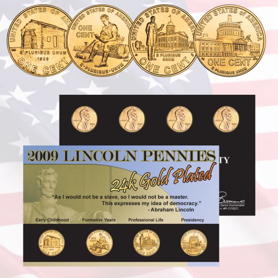 2009 Lincoln Pennies Layered in 24kt Gold 1