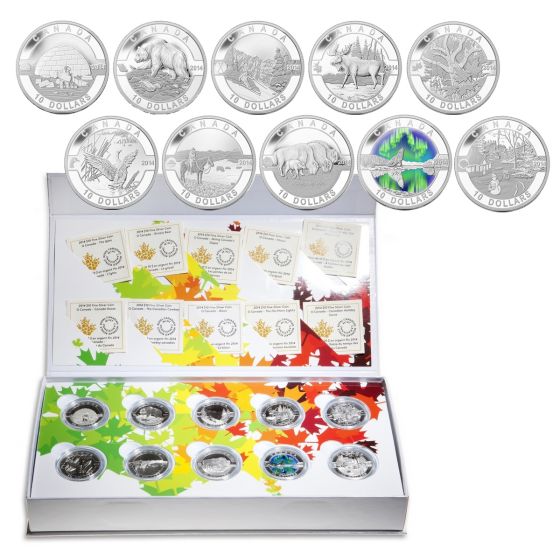 2014 Canada 10-Coin 1/2 oz Silver O'Canada Set 1