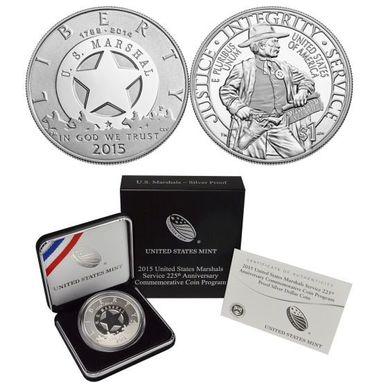 2015 U.S. Marshals 225th Anniversary Proof Silver Dollar Coin  2