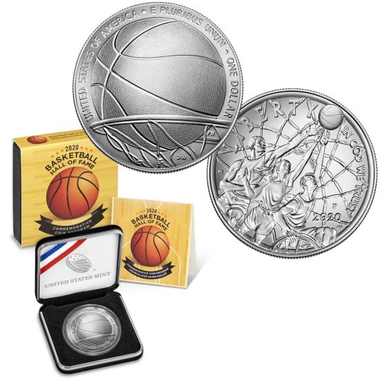 2020-P Basketball Hall of Fame Silver Uncirculated Dollar (OGP/COA) 2