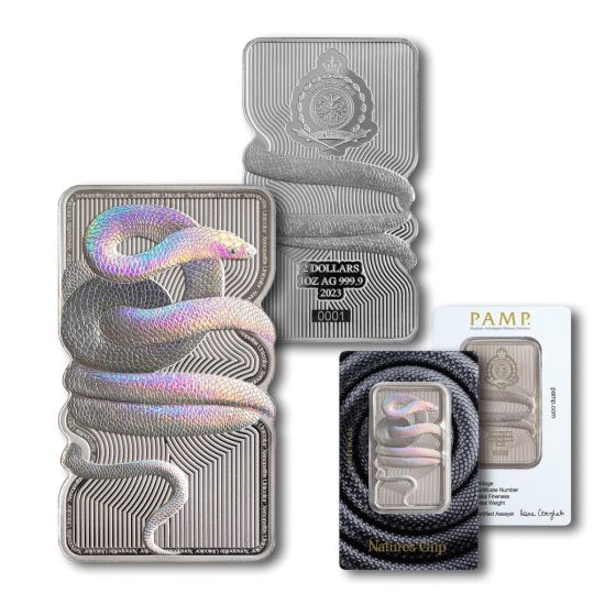 2023 Nature's Grip Sunbeam Snake Silver $2 Coin 1 oz Bar - PAMP Suisse 1