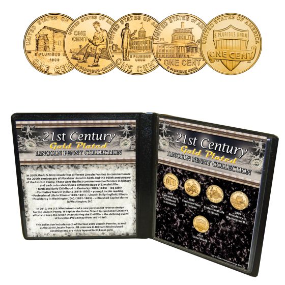 21st Century Gold Plated Lincoln Penny Collection 1