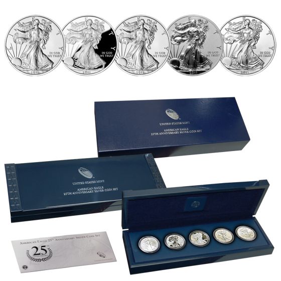 2011 5-Coin Silver American Eagle Set in OGP. 1