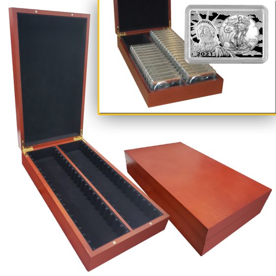 Wood Display Box for 40 Silver 2 oz Coin bars 2
