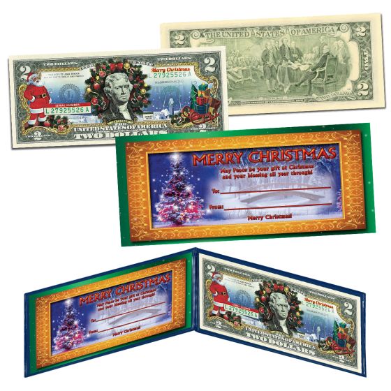 $2 Bill Colorized Christmas Bank Note 1