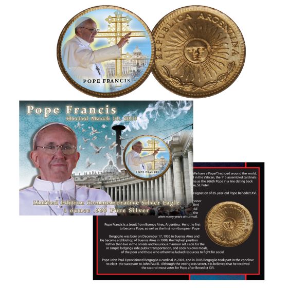 Pope Francis Colorized Argentine Peso 1