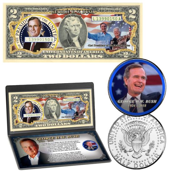 George H.W. Bush Colorized Tribute Coin & Currency Collection 2