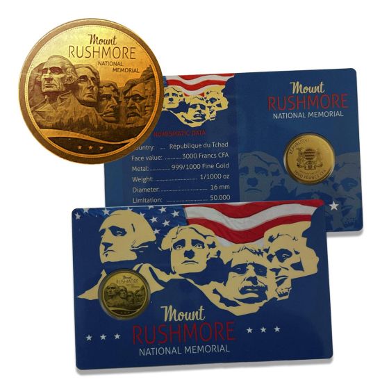  Mt. Rushmore Gold Coin - 1/1000 Ounce (Chad) 1