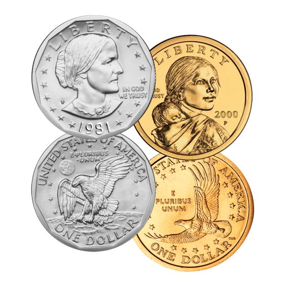 1981 Susan B Anthony Dollar with Sacagawea Dollar 2