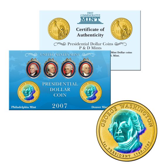 24k Gold Hologram P & D Presidential Dollar Sets 1