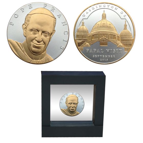 Pope Francis 2 oz Silver Medal with 24k gold embellishment 2