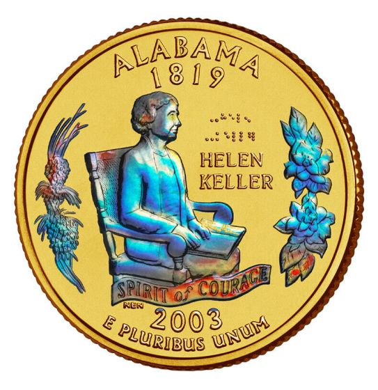 2003 Alabama Quarter 24 Karat Gold layered with Hologram Detail 1