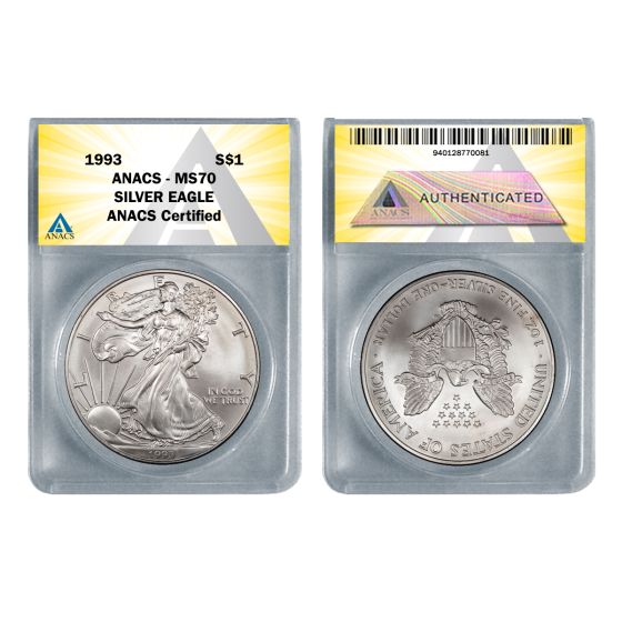 1993 American Silver Eagle 1oz coin MS70 1