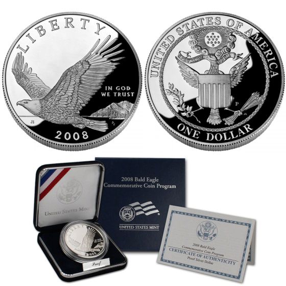 2008-P Bald Eagle Silver Proof Dollar (OGP/COA) 1