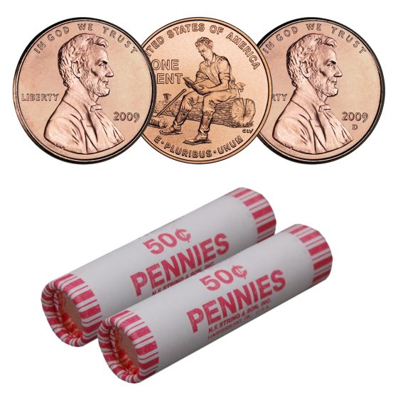 2009-P+D Lincoln Cents Roll-Formative Years- BU (Bank Wrapped Unopened Roll) 1