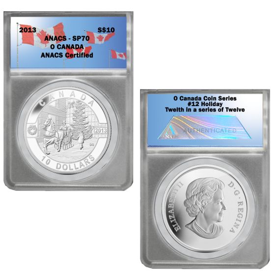 2013  O Canada 1/2 oz Silver $10-Holiday Season SP70 1
