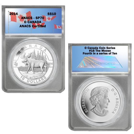 2014 O Canada 1/2 oz Silver $10-The Moose SP70 1