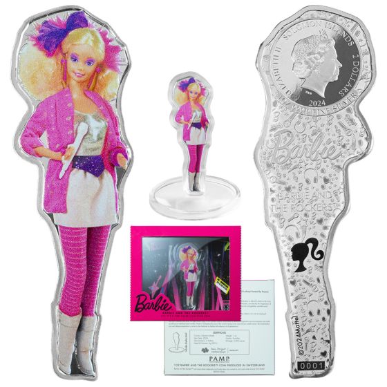 2024 Barbie & The Rockers 1 oz Silver $2 Solomon Island Coin 1
