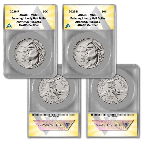1776 - 2026 Semiquincentennial Liberty Half Dollar MS68 (P & D) 2 Coin set - AR 1