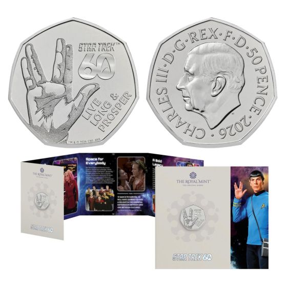 2026 UK 50p coin 60 Years of Star Trek - Live Long and Prosper - Spock - Royal Mint 1