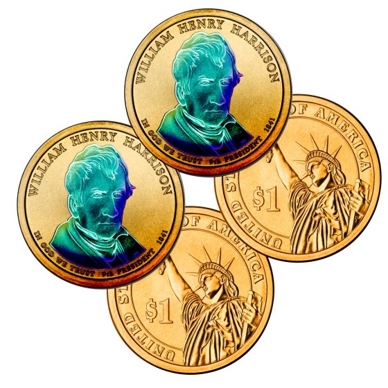 24k Gold Hologram P & D Presidential Dollar Sets-Harrison 1