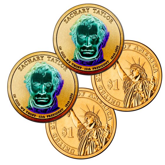 24k Gold Hologram P & D Presidential Dollar Sets-Taylor 1