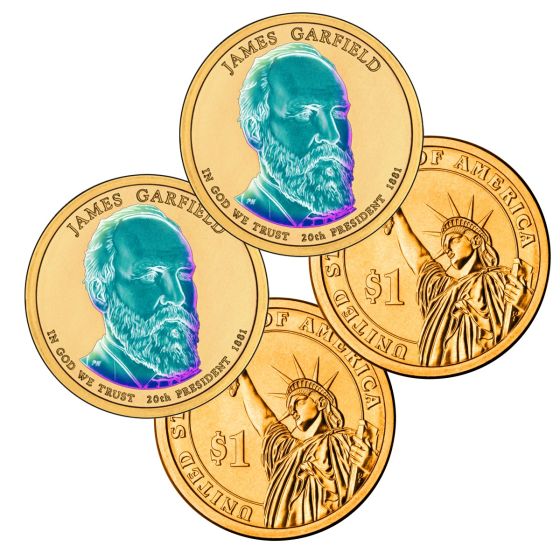 24k Gold Hologram P & D Presidential Dollar Sets-Garfield 1