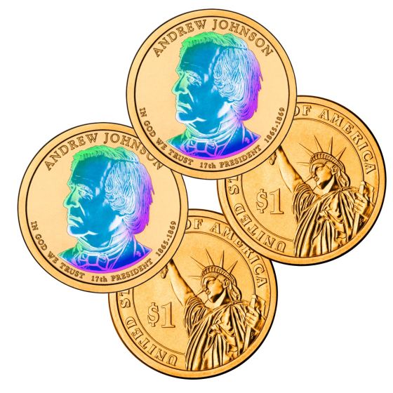 24k Gold Hologram P & D Presidential Dollar Sets-Johnson 1