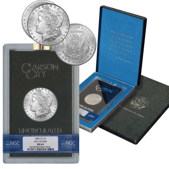 1885 -CC GSA Hoard Morgan Silver Dollar $1 Coin NGC MS-64 with Box & COA 1