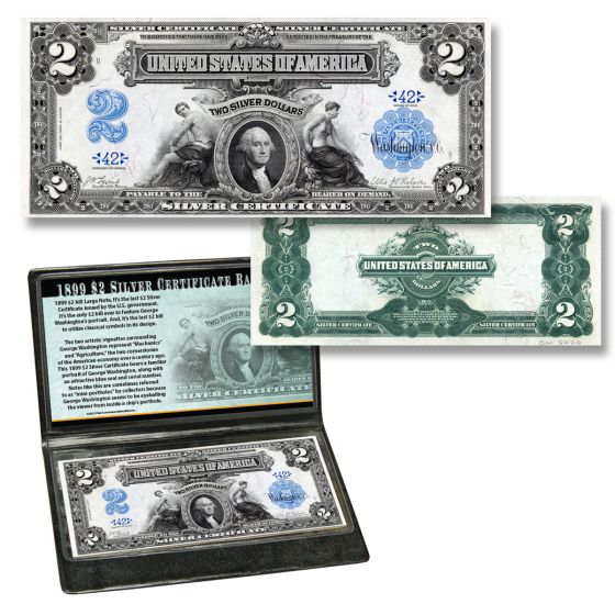 1899 $2 Silver Certificate Banknote "mini porthole" 1