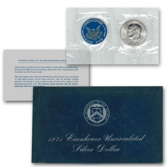 40% Silver Uncirculated "Blue" Eisenhower Dolllar-1971-S 1