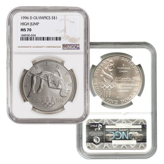 1996-D Olympic High Jump Uncirculated Silver Dollar MS70 NGC 2