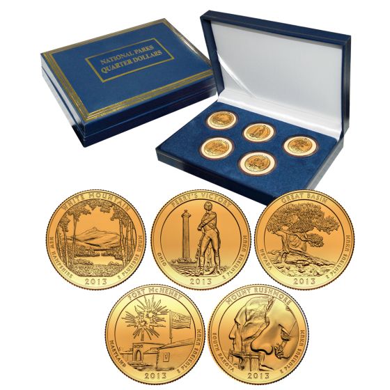 National Park Quarter Sets - Gold Plated-2013 1