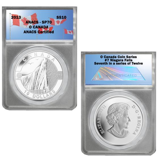 2013  O Canada 1/2 oz Silver $10-Niagara Falls SP70 1