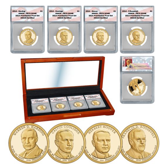 The Presidential Dollar Proof Set ANACS PR70-2014 1