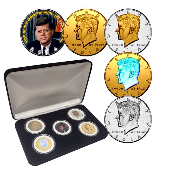 2014 Kennedy Half Dollar Colorized & Enhanced Type Set - 50th Anniversary  1
