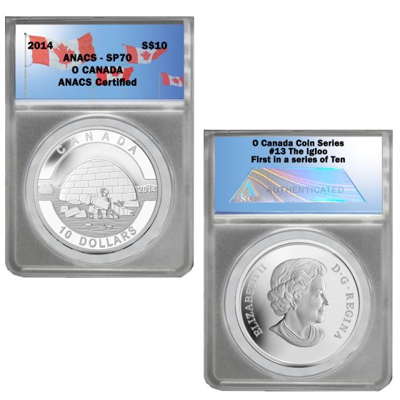 2014 O Canada 1/2 oz Silver $10-Igloo SP70 1