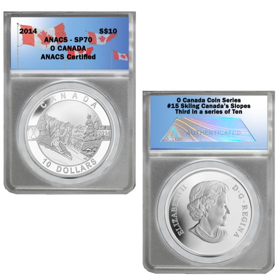 2014 O Canada 1/2 oz Silver $10-Skiing SP70 2