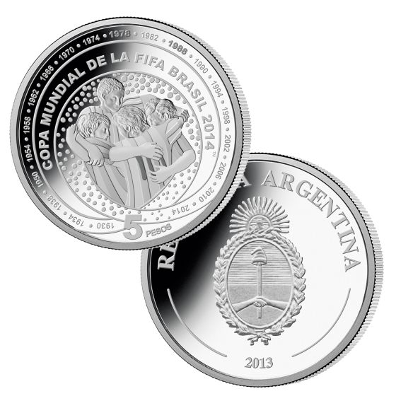 2014 Argentina 5 Pesos World Cup Proof 2