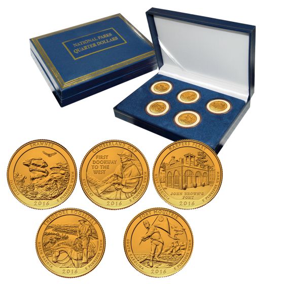 National Park Quarter Sets - Gold Plated-2016 1