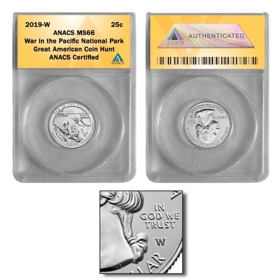  2019-W War in the Pacific- Guam Quarter MS66 GREAT AMERICAN COIN HUNT 2