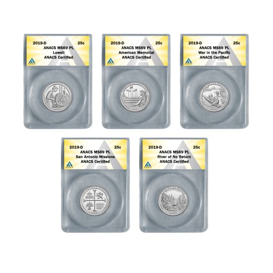 2019-D MS69 PL (ProofLike) National Parks Quarters 5-Coin Set  1