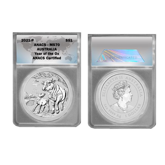 2021 Lunar Year of The Ox Australia 1 oz Silver Coin MS70 1