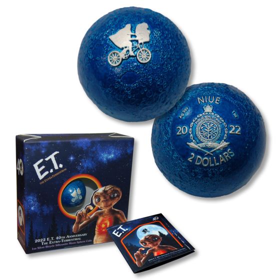2022  E.T. Bicycle Over The Moon Niue $2 Silver 1 oz Spherical Coin (OGP/COA) 1