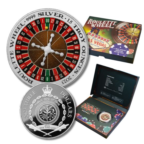 2023 Silver Roulette Wheel Spinning 1.5 oz Coin - Niue 1