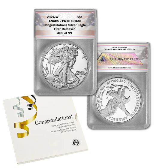 2024-W Proof $1 American Silver Eagle Congratulations Set PR70 1st Release 1