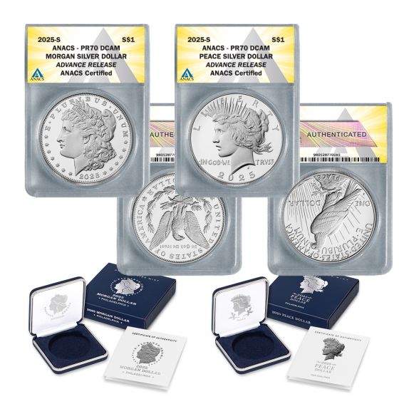 2025 S Morgan & Peace Dollar Proof Coins PR70 Advanced Release 1