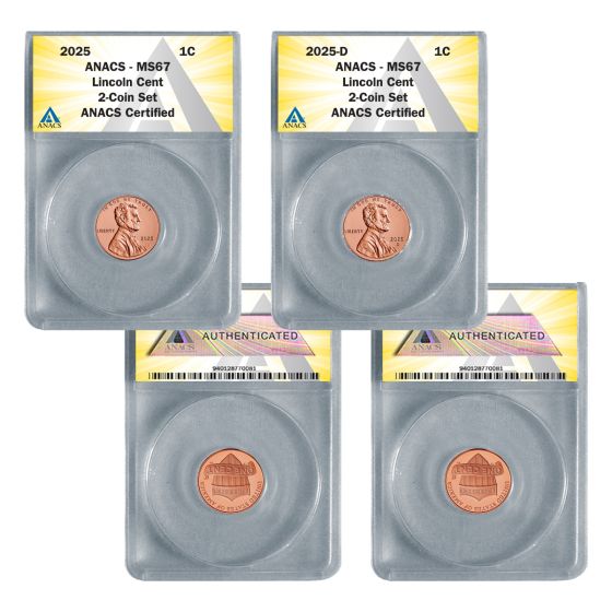 2025 P & D Lincoln SHIELD 1c Cent 2 Coin Set MS67 1